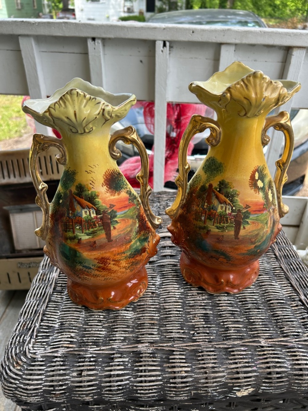Beautiful pair vintage vases